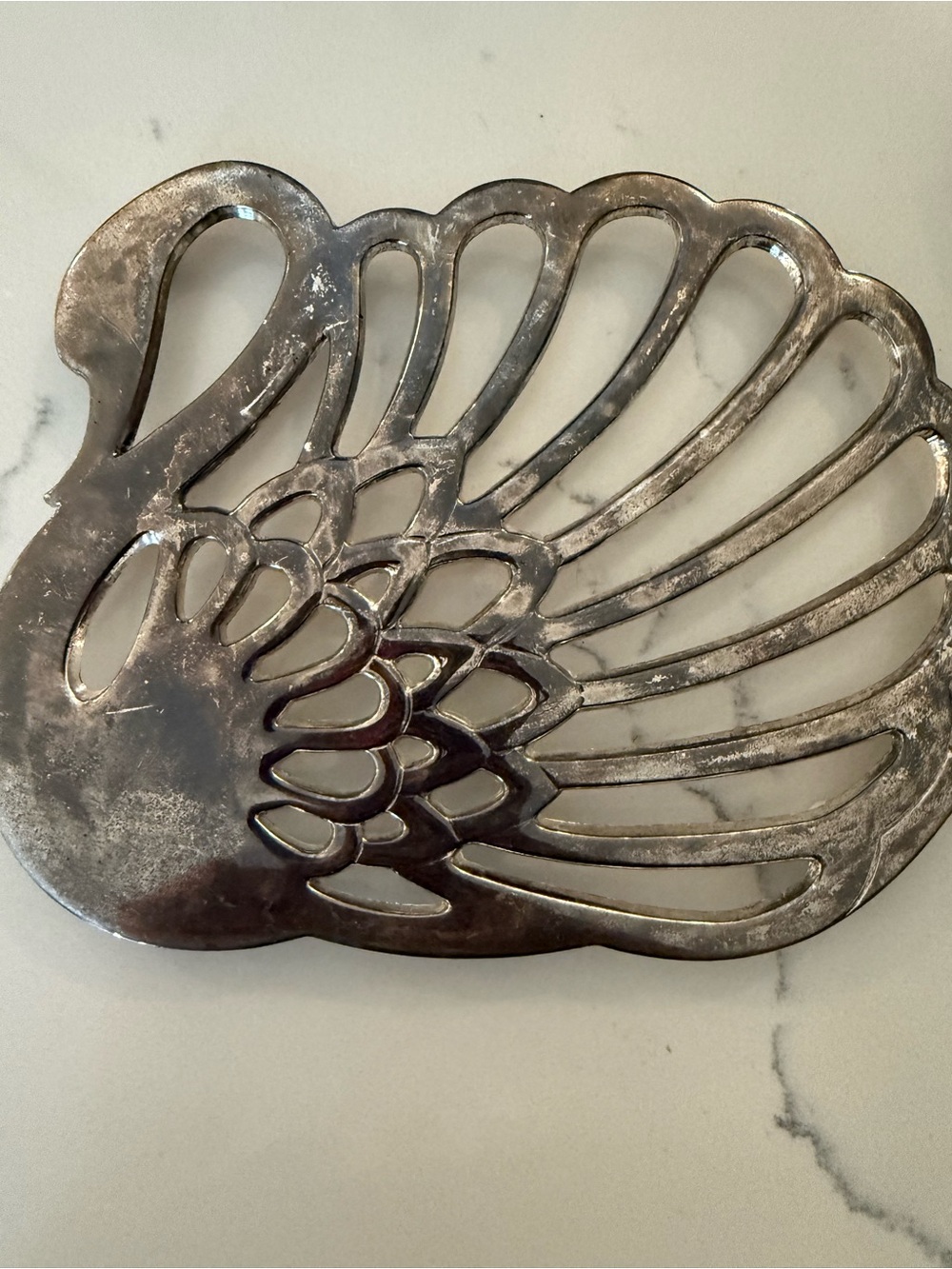Vintage Swan Cutout Decorative Tray in Silver